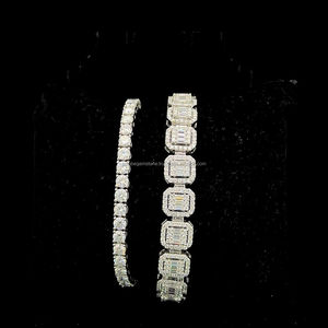 สร้อยข้อมือเพชรโมอิส925เงินขนาดกว้าง7มม. สร้อยข้อมือเทนนิสแบบตัดเหลี่ยมเพชรพลอยผ่านเครื่องทดสอบเพชรเครื่องประดับสุดหรู - Product Image 2