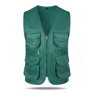Men's Orange <b>Utility</b> <b>Vest</b> With Multiple Pockets Zipper Closure Breathable Outdoor Waistcoat Summer Casual Wear - Product Image 6