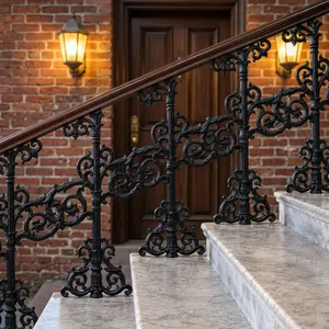 Sistema de barandillas de hierro premium, pasamanos decorativos de metal antiguo para renovación de escaleras en el hogar, herrajes. - Product Image 2