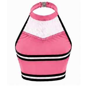 Ensemble d'uniformes de cheerleading rose vif personnalisés, jupe plissée, haut court, tenue de performance d'équipe, compétition de danse, vêtements de sport athlétiques - Product Image 4