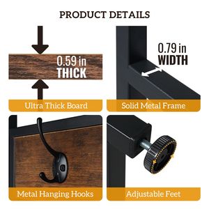 Appendiabiti da Ingresso Autoportante con Ganci, Scaffali Portaoggetti, Panca Portascarpe e Porta Cappotti per Vestiti e Indumenti - Product Image 4