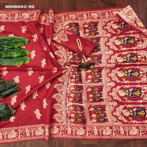 Colección de Sarees y Blusas de Seda Baluchari con Diseño Tejido, Ideales para Festivales, Compra en Línea en India Saree Love - Product Image 1