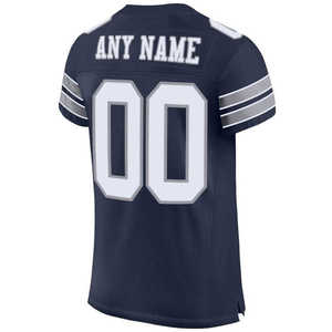 Camiseta de Fútbol Personalizada Azul Marino, Mangas Cortas, Cuello en V, Malla Transpirable, Diseño Deportivo con Impresión de Número y Nombre del Equipo - Product Image 2