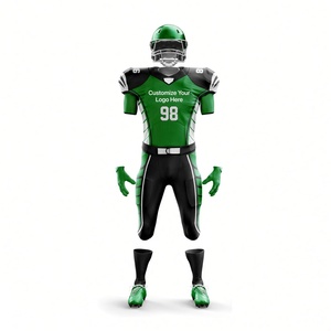 Conjunto de Uniforme de Fútbol Americano Verde Personalizable para Hombre, Manga Corta, Ajustado, con Espacio para Logotipo - Product Image 1