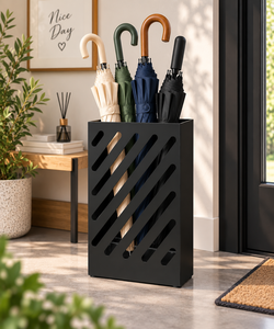 Porte-parapluie moderne en métal noir, capacité unilatérale, autoportant, décoration d'intérieur, 16,1x11x4,7 pouces - Product Image 3