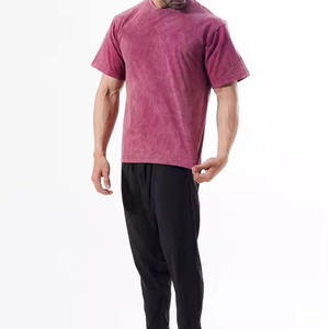 T-shirt en coton tie-dye pour homme, manches courtes, col rond, jersey décontracté, motif uni, coupe classique - Product Image 5