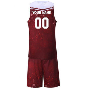 Nouveaux uniformes de basketball personnalisés réversibles en Spandex/Coton respirant avec motif imprimé, grande taille, en maille sport avec transfert thermique sur le devant - Product Image 5