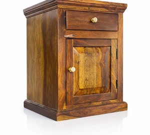 Solid Wood <b>Bedside</b> Nightstand | Classic 1-Drawer 1-Door Cabinet <b>Table</b> | Traditional Bedroom Furniture |Manufacturer Jodhpur - Product Image 4