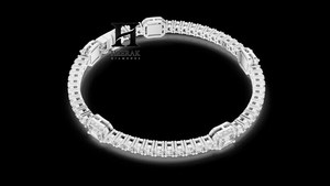 Luxury Emerald Cut Diamond Tennis Bracelet 14K 18K White Gold Lab Grown Diamond IGI Certified Halo Link Bracelet for Women - Product Image 3