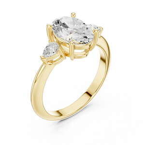 Bague de fiançailles en or jaune 14 carats avec diamant de laboratoire ovale 3 carats E VS1, certifiée IGI, idéale pour les mariages et les cadeaux d'anniversaire – Meilleure vente - Product Image 2
