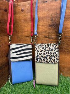ใหม่จริงทําด้วยมือรีไซเคิลขนหนังหนังสลิงมือถือกระเป๋าหลายสีผู้หญิงสไตล์สัตว์พิมพ์ที่ไม่ซ้ํากันมือถือCrossbodyกระเป๋า - Product Image 6