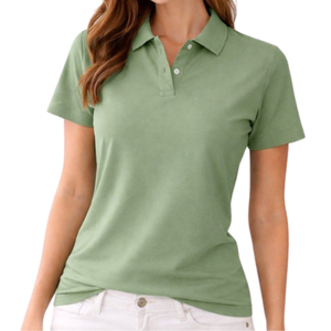 Camisa Casual de Mujer, Cuello Camisero, Manga Corta, Tejido Transpirable 100% Poliéster, Secado Rápido, Ecológica, Bordada, Corte Regular - Product Image 6