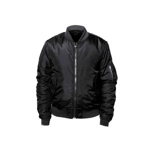 Blouson bomber léger noir pour homme avec fermeture éclair sur le devant – Blouson aviateur pour homme – Col côtelé noir uni – Veste décontractée - Product Image 6