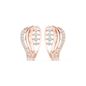 Boucles d'oreilles créoles Bali en argent sterling 925 plaqué or rose 18 carats avec zircon en grappe céleste, bijoux de créateur chics pour femme - Product Image 2