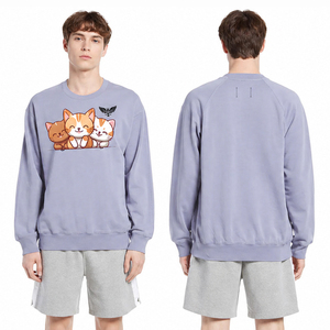 Sweat-shirt à col rond pour homme avec imprimé chat mignon, pull décontracté en mélange de coton à manches longues, streetwear - Product Image 1