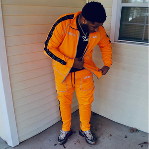 Survêtements de jogging unisexes réfléchissants d'hiver, grande taille, style hip-hop, avec bandes latérales tissées et logo personnalisé - Product Image 3