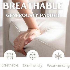 Modern varil yemek sandalyesi keten döşemeli Accent yan sandalye rahat kollar bej makyaj Vanity sandalye oturma odası için - Product Image 4