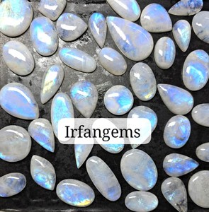 Irfan Gems Natural Rainbow Moonstone (<b>Quartz</b>) Loose Gemstones-Mix Shapes/Sizes 20-40mm 7-12g for Jewelry Making Rajasthan Origin - Product Image 6