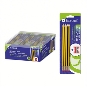 Set di matite Bismark, 4 matite in legno con temperino per uso scolastico e d'ufficio - Product Image 2