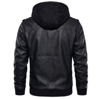 Veste en cuir PU pour homme grande taille avec rembourrage en polyester – Manteau décontracté zippé pour l'hiver