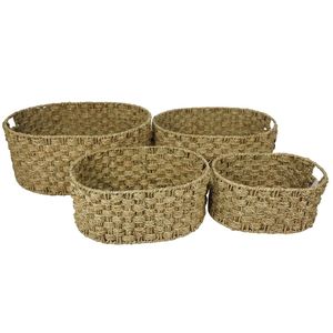 LATITUDE Natural Fiber <b>Rectangle</b> Multi-Functional Home <b>Storage</b> Seagrass <b>Basket</b> Set Home Organization - Product Image 3