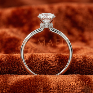 Elegant 925 Sterling <b>Silver</b> Oval Cut Solitaire Diamond Engagement <b>Ring</b> with Classic <b>Plain</b> Band for Women - Product Image 3