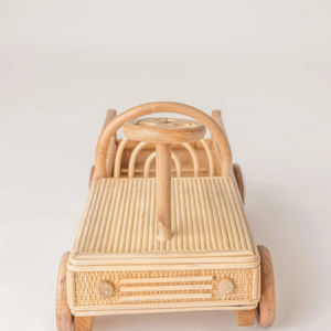 Trending Handmade Rattan Kid <b>Toy</b> Vintage Style Wicker Ride On <b>Car</b> <b>Model</b> Educational Play Wooden Wheels For Infants - Product Image 2