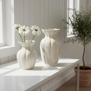 <b>Ceramic</b> Tabletop <b>Vase</b> Matte Finish Minimalist Design 8-16 Inches Height 4-8 Inches Width Exquisite Durable Flower Holder - Product Image 2