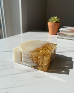 Minimal Handmade Epoxy Resin Luxury <b>Heat</b> Resistant Eco-Friendly Tea Coffee <b>Coaster</b> Set with Holder - Product Image 2