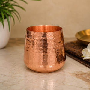 Copper Drinking Cups Set Of 6 Traditional Chinese Design Straight Shape Metal Cup For Kitchen Use - Product Image 4