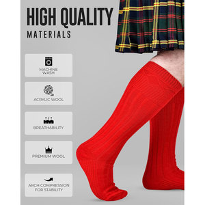 Top Designed Custom Handmade Kilt Hose <b>Socks</b> for Men Scottish Wool Blend Long Length <b>Soft</b> Breathable Comfortable Fabric Supply - Product Image 2