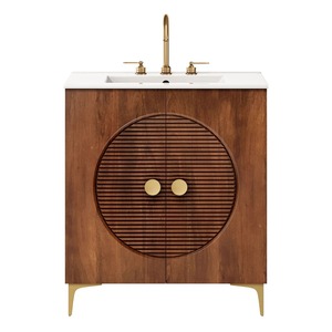 Meuble de salle de bain moderne et luxueux en teck avec placage, armoire de rangement pour ensemble de meubles de maison - Norven - Product Image 1