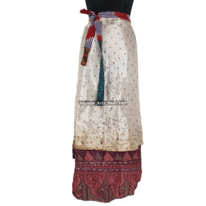 Falda Envolvente de Seda Reversible India, Estilo Rajasthani, Vintage, para Playa, Venta al por Mayor - Product Image 1