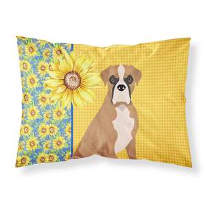 Verano girasoles ilustraciones decorativas funda de almohada estándar Natural Eared Fawn Boxer ligero Super suave fácil cuidado funda de cojín - Product Image 1