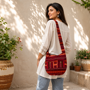 Eco Friendly Jhola Sling Indian Crossbody <b>Shoulder</b> <b>Bag</b> | Handmade Cotton Multipurpose Casual Travel <b>Bag</b> Adjustable <b>Strap</b> Durable - Product Image 2