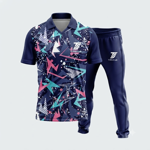 T-Stitch Lab Men's Sublimated Geometric Print Polo Shirt & <b>Pants</b> Set Quick Dry Polyester Sportswear All Seasons Regular Fit - Product Image 6