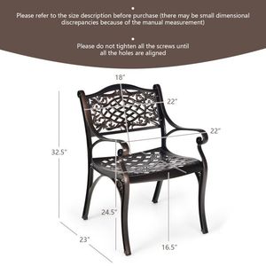 Chaises de jardin d'extérieur, ensemble de 2 pièces, en aluminium moulé imperméable avec accoudoirs, sièges incurvés pour l'entrée - Product Image 4