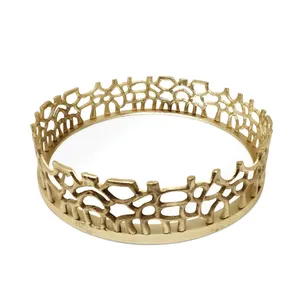 Premium Export Quality Decorative Metal <b>Tray</b> for Global Wholesale Markets Handmade Luxury Display TrayPremium <b>Gold</b> Decorative - Product Image 1