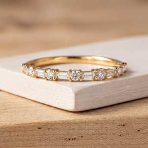 Bagues en diamant taille baguette pour femmes, or massif jaune, blanc ou rose 10k, 14k, 18k, pureté E, VVS, bijoux fins pour femmes - Product Image 5