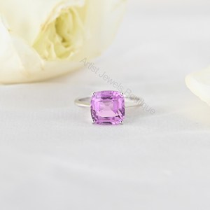 Anillo Solitario de Kunzita Rosa Natural de Lujo, Oro Sólido de 14K, Regalo de Compromiso y Boda, Proveedor Mayorista OEM ODM - Product Image 2