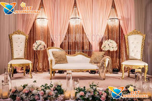 Loveseat-Conjunto de sofá de estilo de corona real para novia, para escenario, boda india, oro blanco, elegante - Product Image 2