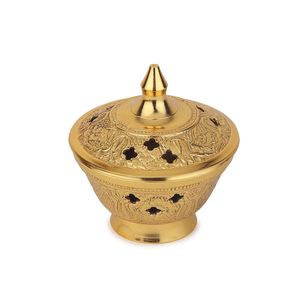 Decorative Brass Finish Metal Incense Burner Elegant Design For Home Fragrance Meditation And Spiritual Practices - Product Image 3