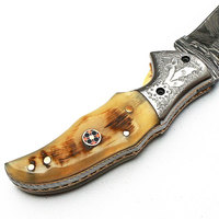 Couteau pliant en acier Damas à motif premium, fait main, outil de poche pour le camping, la randonnée, la pêche, les voyages et le quotidien