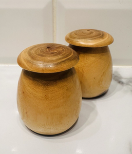 Natural Acacia Wood Salt and Pepper Shaker <b>Set</b> with Classic Design for Hotel and Restaurant Tables - Product Image 2