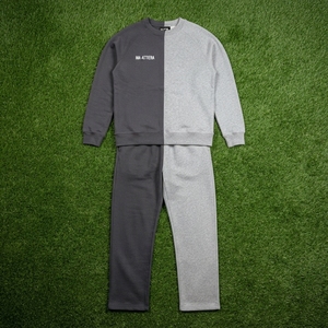 Conjunto Deportivo para Hombre, Sudadera y Pantalones Jogger en Bloques de Color Negro y Gris, Cuello Redondo, Dos Tonos, Estilo Urbano - Product Image 5