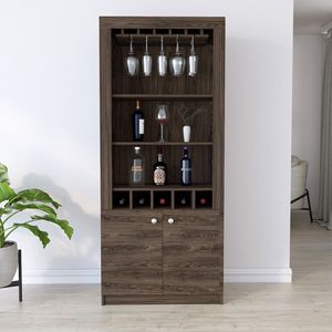 Mobile da Bar in noce scuro con finitura cinque Wine Cubbie Margarita - Product Image 1