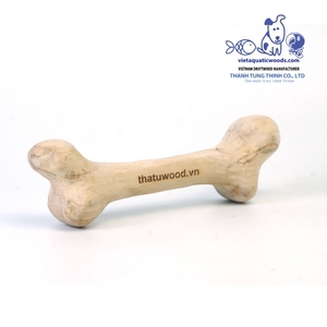 Smooth Wooden Dog Chew <b>Toy</b> Bone Shape Durable Non-toxic Simple Style Indoor Use for Dogs Made in Vietnam - Product Image 1