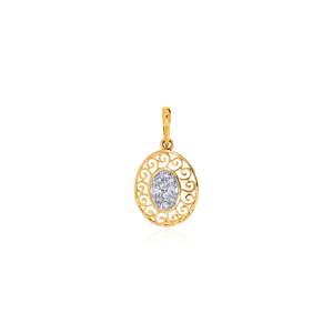 Pendentif en or jaune avec diamant rond taille brillant cultivé en laboratoire, style classique, pour femme, à porter au quotidien - Product Image 1