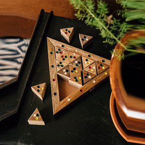 Wooden Triangular <b>Puzzle</b> Board Game With Colorful Dots Interactive Tabletop Brain Teaser Toy For Logic Skill Development Play - Product Image 2