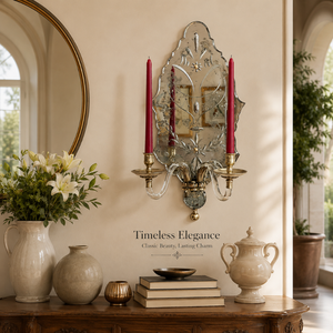 Applique murale de luxe en laiton miroir avec bras porte-bougie en verre, support mural décoratif antique pour bougies, style vintage pour la décoration intérieure - Product Image 4